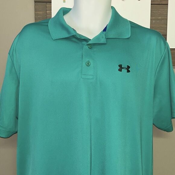 Under Armour Men’s Seafoam Green Golf Polo with Collar and Side Slits- XL - Picture 4 of 11